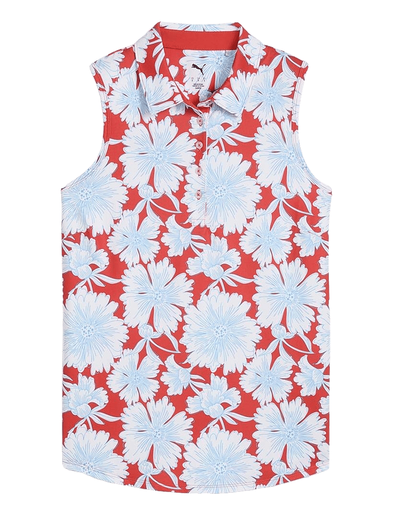 PUMA Golf - W Cloudspun Botanic SL Polo - oberteile & t-shirts - red fire-team light blue - 0