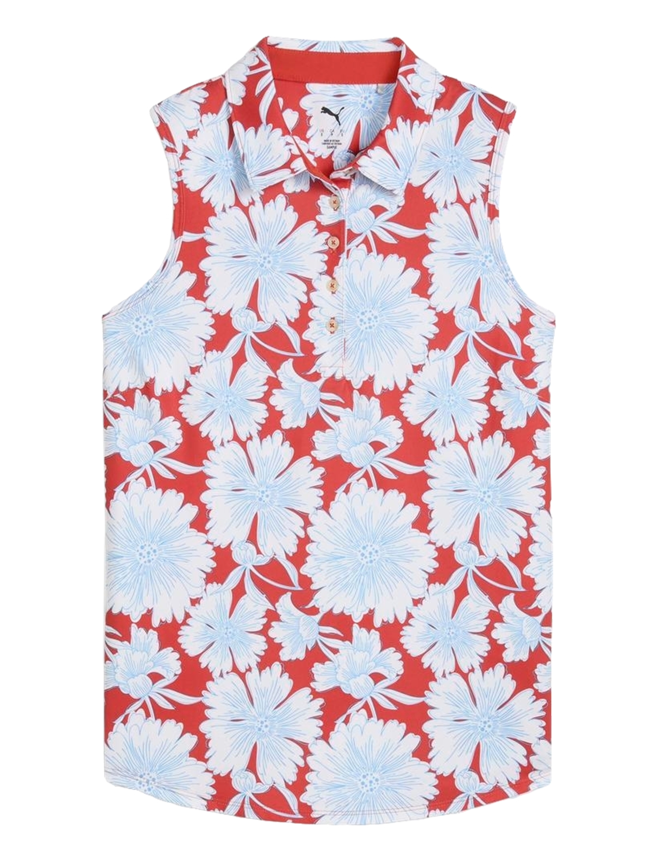 PUMA Golf - W Cloudspun Botanic SL Polo - oberteile & t-shirts - red fire-team light blue - 0