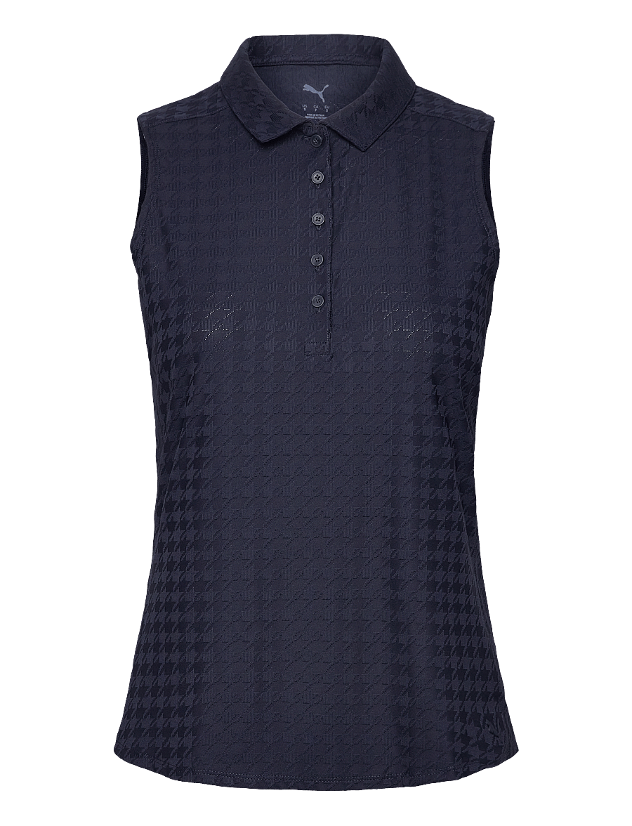 PUMA Golf - W Houndstooth SL Polo - oberteile & t-shirts - deep navy - 0