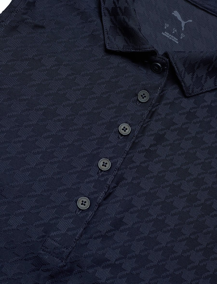 PUMA Golf - W Houndstooth SL Polo - oberteile & t-shirts - deep navy - 2