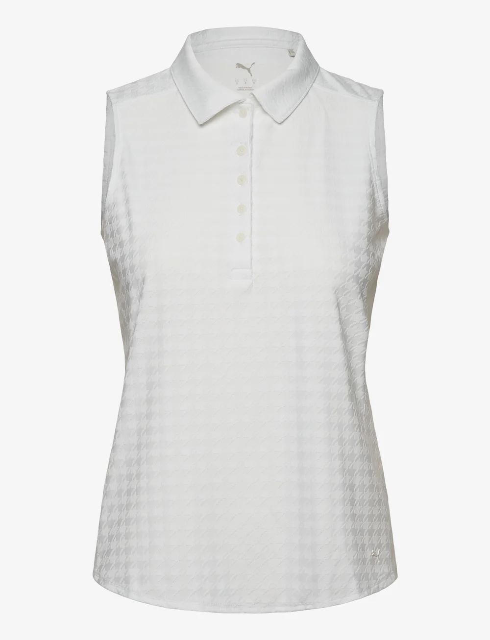 PUMA Golf - W Houndstooth SL Polo - koszulki polo - white glow - 0
