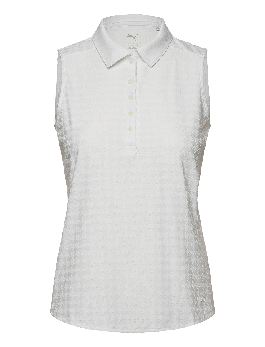 PUMA Golf - W Houndstooth SL Polo - koszulki polo - white glow - 0