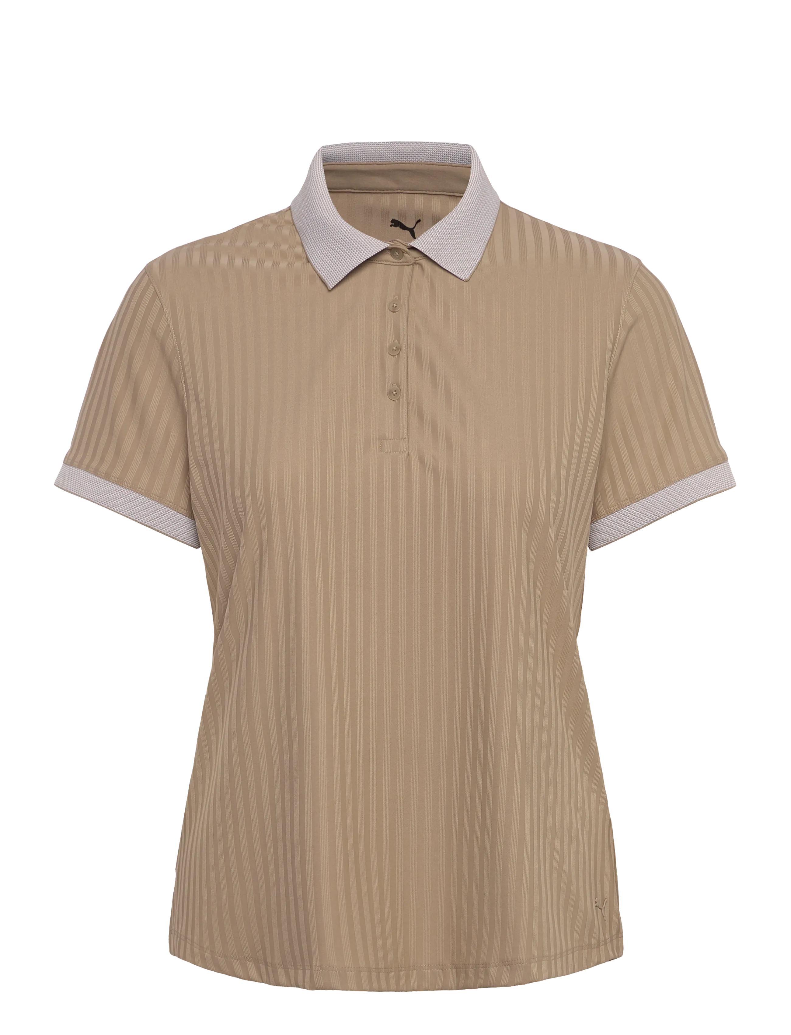 PUMA Golf W Mattr Jacquard Stripe Ss Polo, Kvinder, Jacquard Stribet Kortærmet Poloshirt, Brun, Str: M