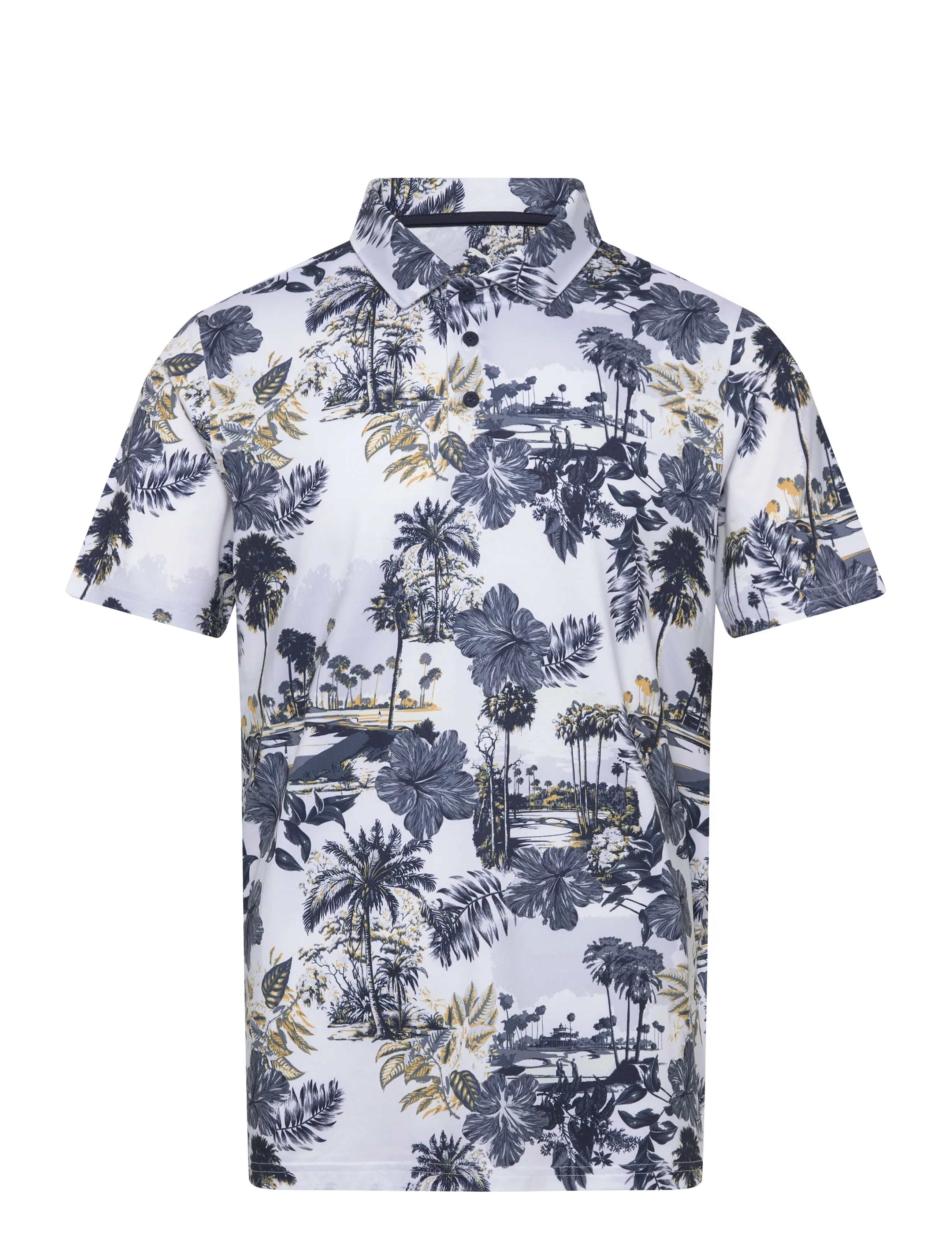 PUMA Golf Cloudspun Palm Polo - BN - Golf - WHITE GLOW-DEEP NAVY / multi
