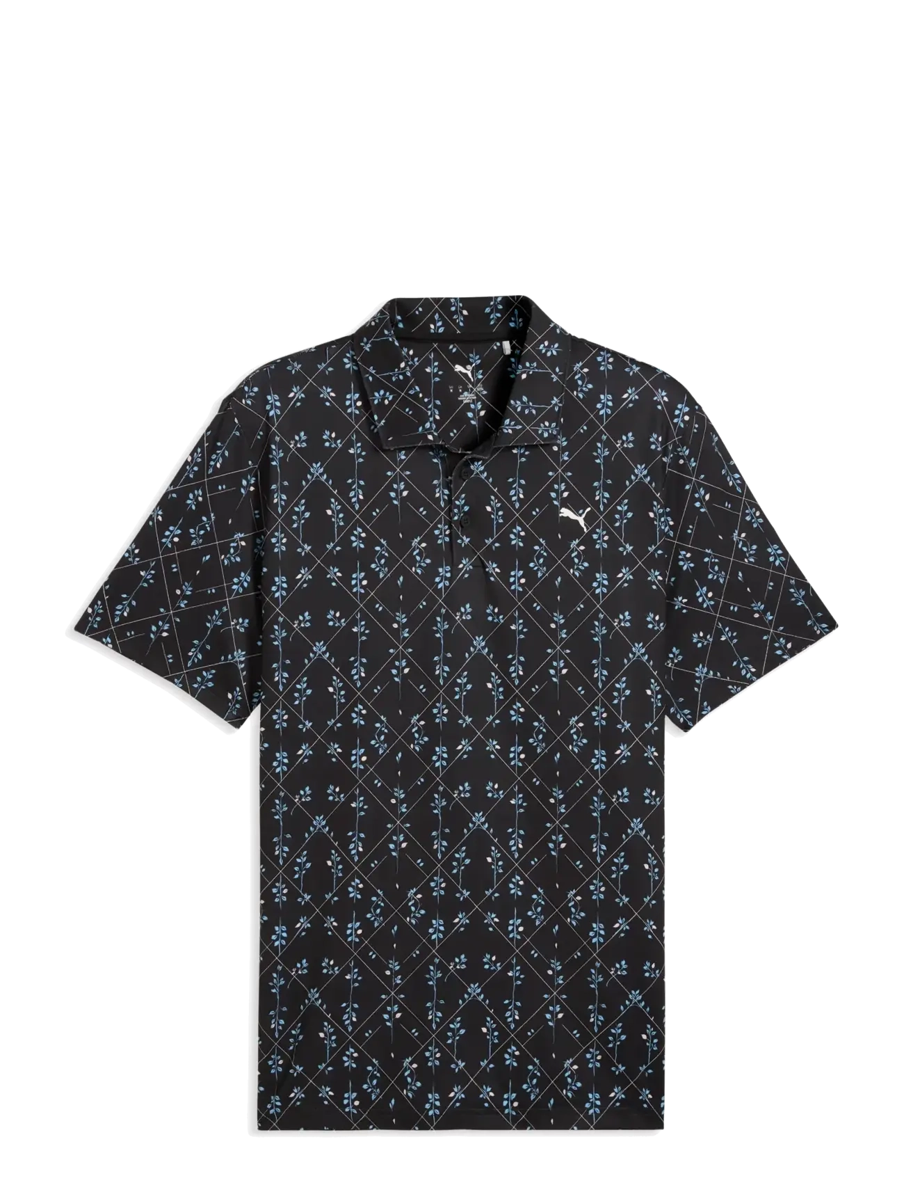 PUMA Golf Cloudspun Argyle Bloom Polo - LC - Poloshirts - PUMA BLACK-ROSE BLOSSOM / black