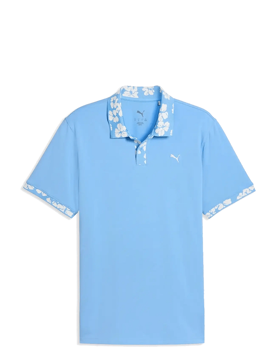 PUMA Golf - Modalon Floral Rib Polo - LC - toppe & t-shirts - team light blue-warm white - 0