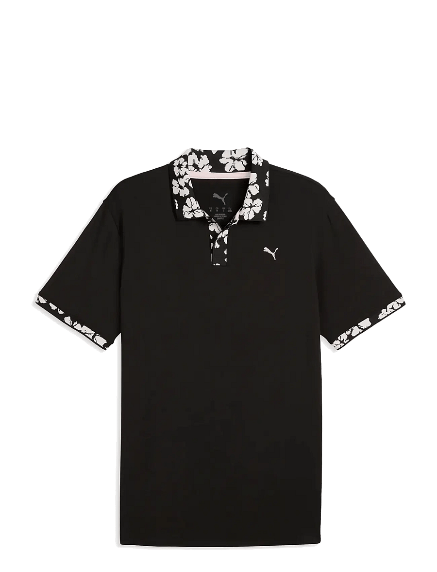 PUMA Golf - Modalon Floral Rib Polo - LC - tops & t-shirts - puma black-rose blossom - 0