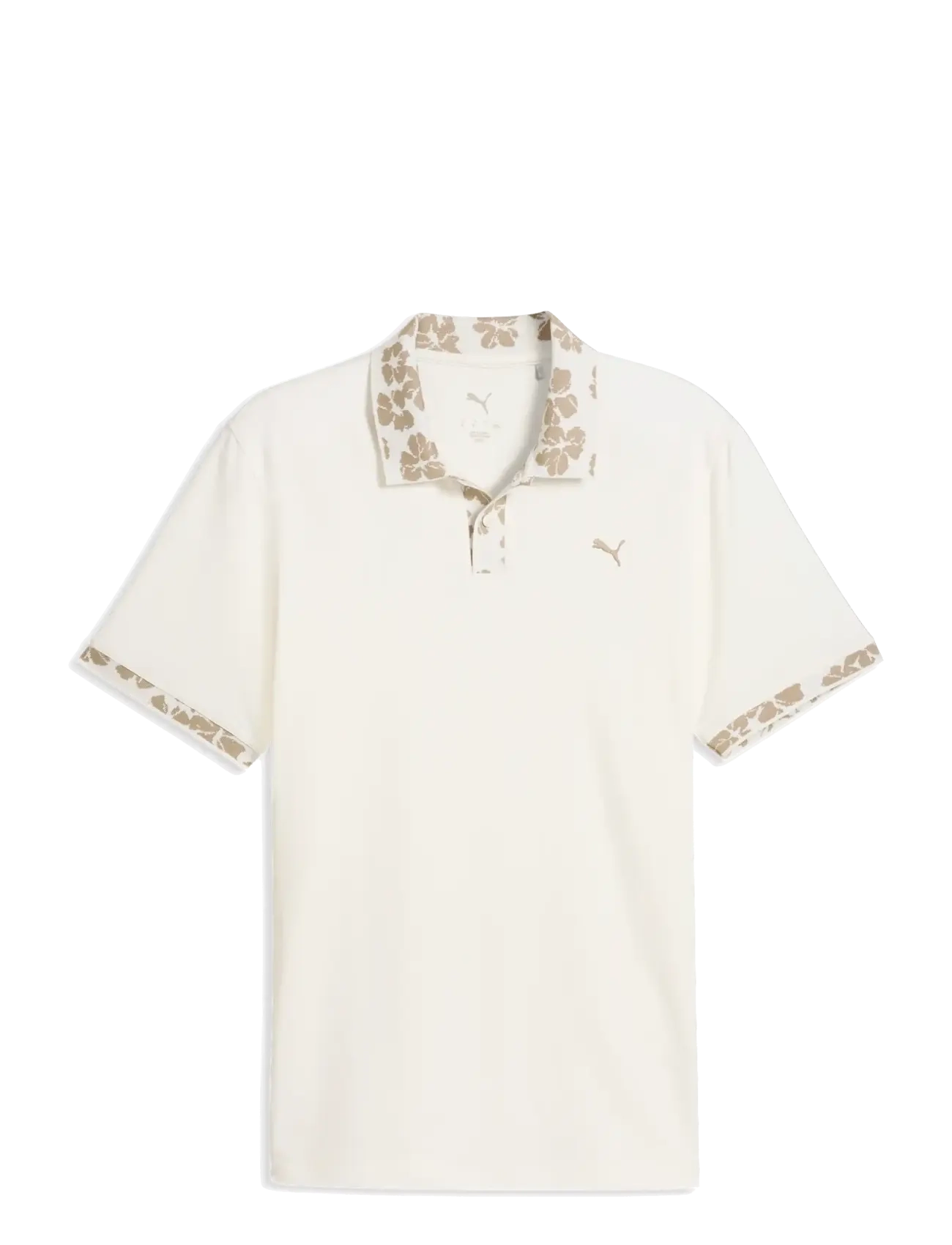 PUMA Golf Modalon Floral Rib Polo - LC - Poloshirts - WARM WHITE-ICE COFFEE / cream