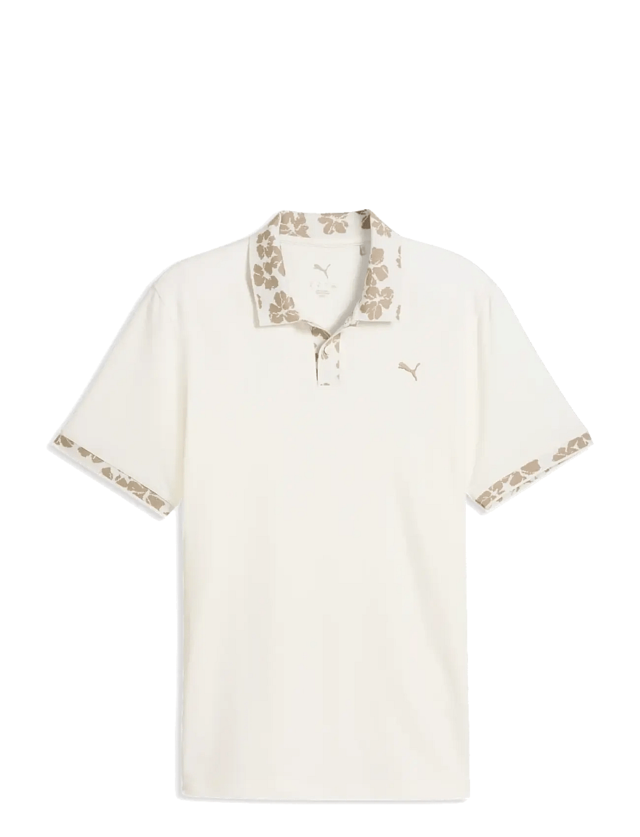 PUMA Golf - Modalon Floral Rib Polo - LC - alussärgid ja t-särgid - warm white-ice coffee - 0