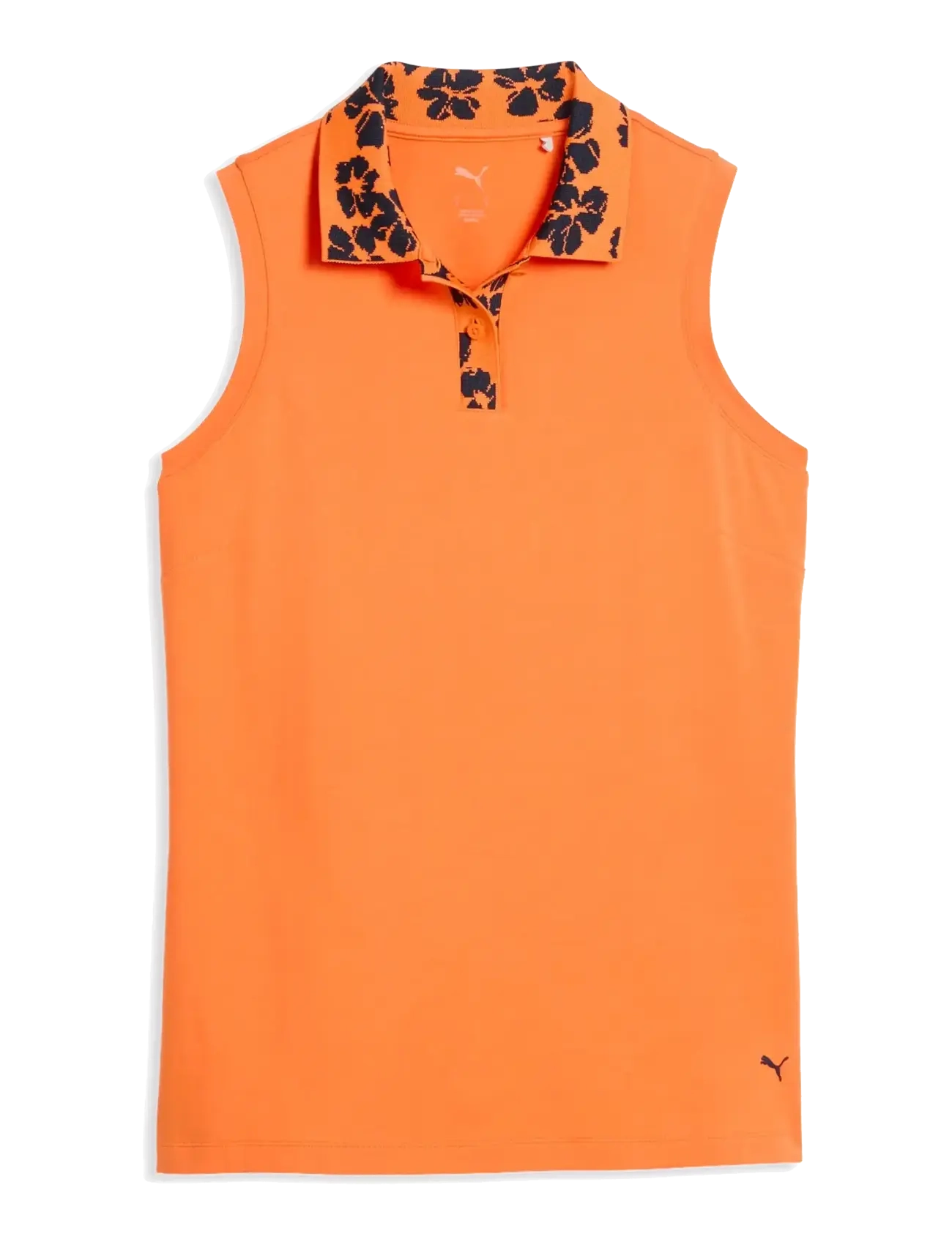 PUMA Golf W Modalon Floral Rib Sl Polo, L, Orange, Sports Overdele & T-shirts > Sport Polos, Dame