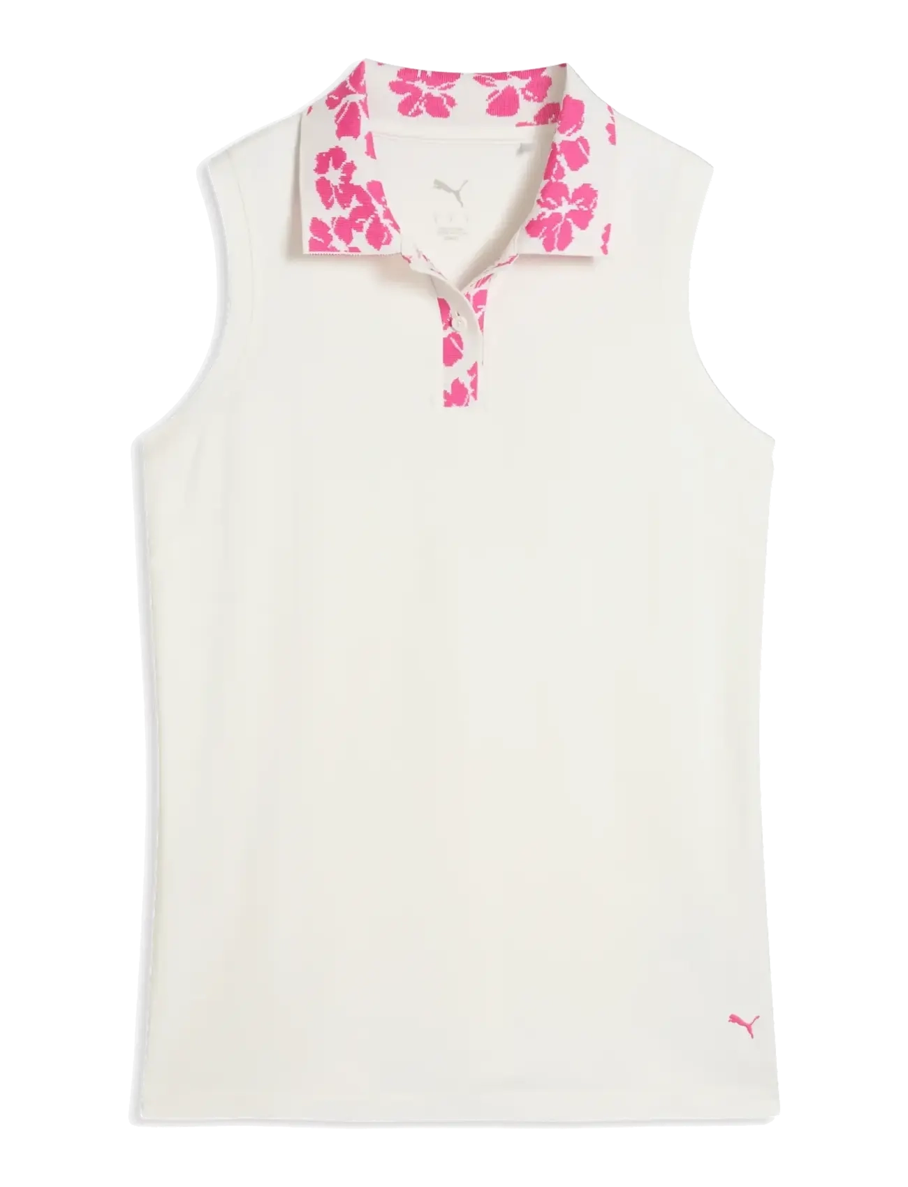 PUMA Golf W Modalon Floral Rib Sl Polo, XL, White, Sports Overdele & T-shirts > Sport Polos, Dame