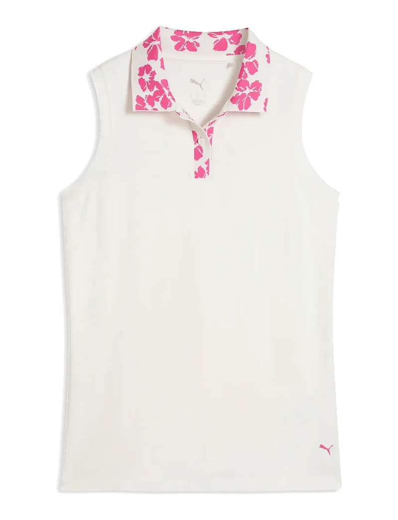 PUMA Golf - W Modalon Floral Rib SL Polo - oberteile & t-shirts - warm white-pink opal - 0