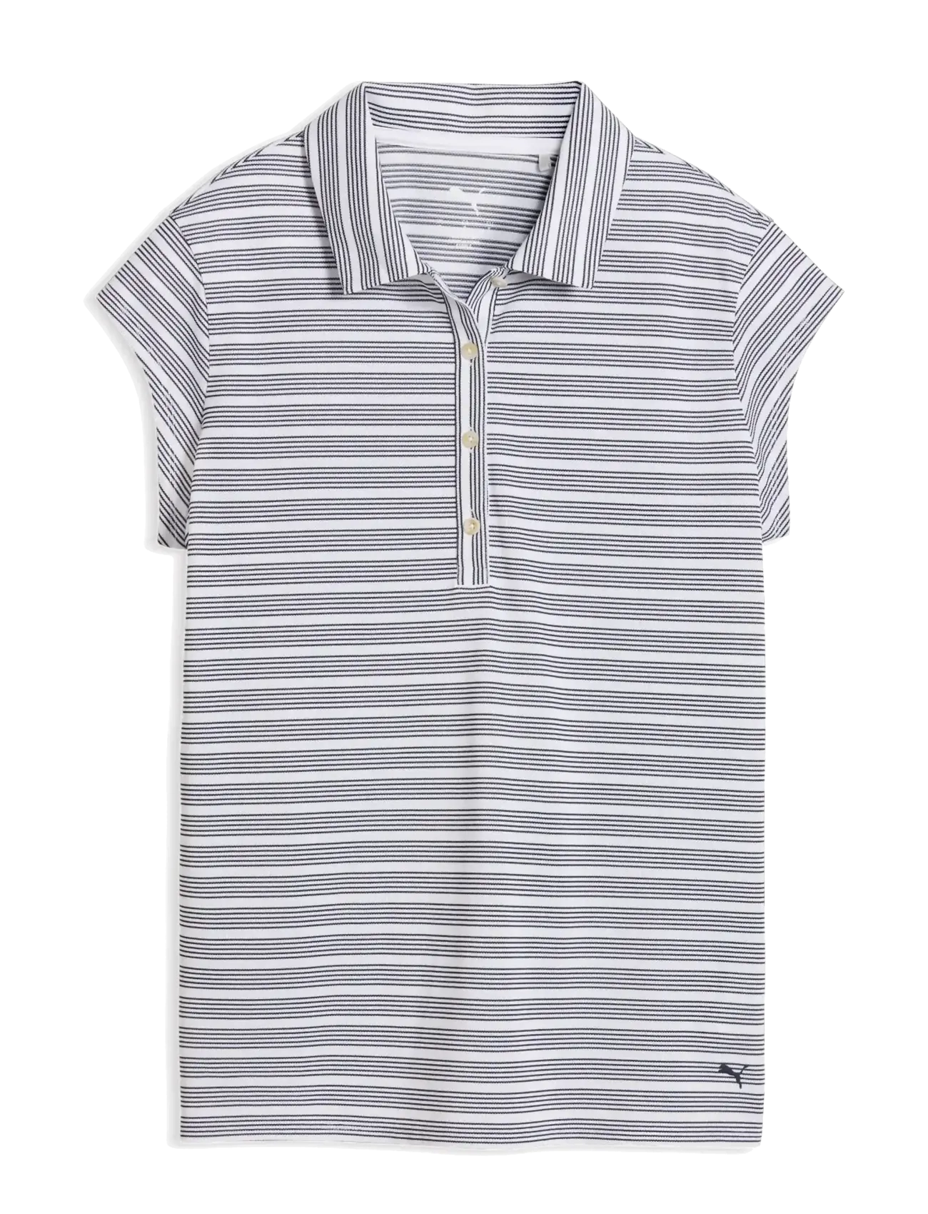 PUMA Golf W Pique YD Stripe Cap Sleeve - T-shirts & Toppar - WHITE GLOW-DEEP NAVY / navy