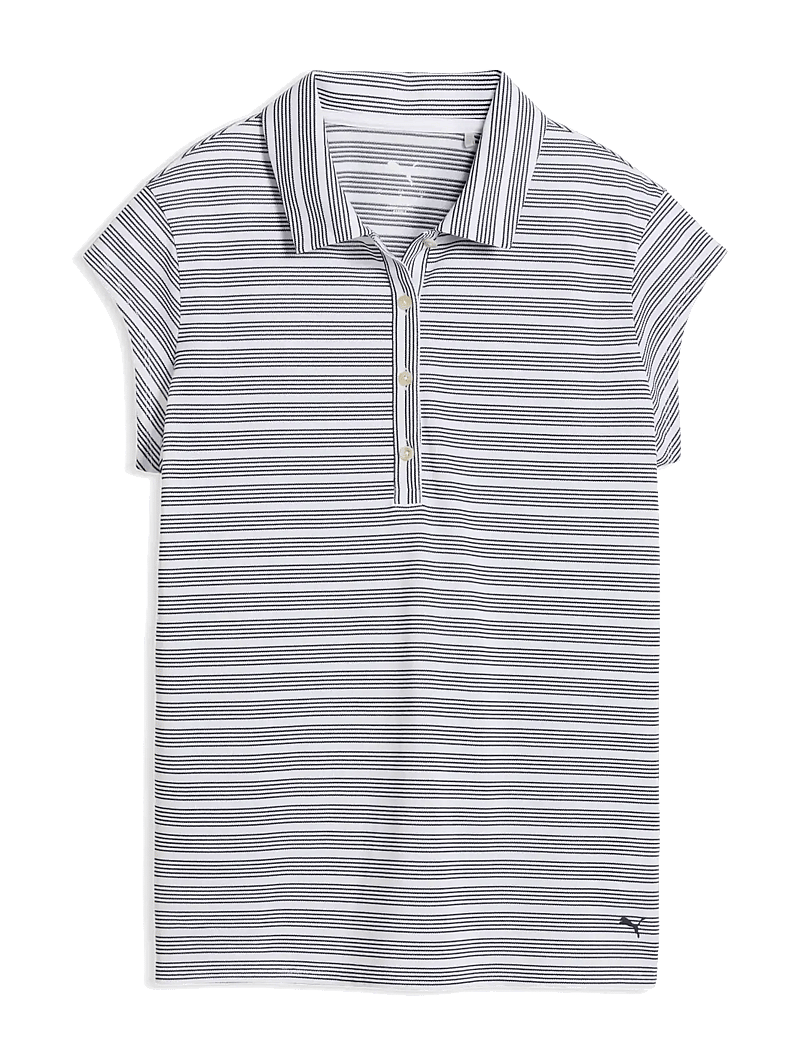PUMA Golf - W Pique YD Stripe Cap Sleeve - toppe & t-shirts - white glow-deep navy - 0