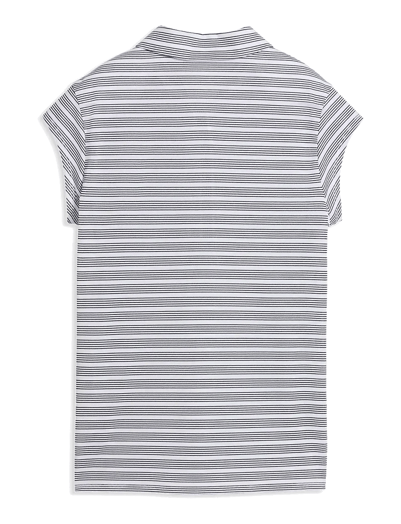 PUMA Golf - W Pique YD Stripe Cap Sleeve - toppe & t-shirts - white glow-deep navy - 1