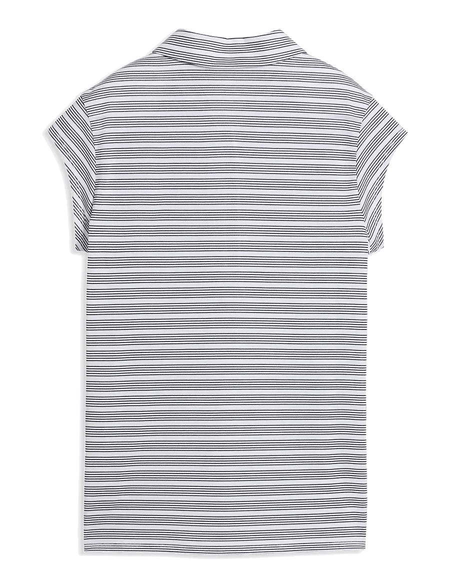 PUMA Golf - W Pique YD Stripe Cap Sleeve - topit & t-paidat - white glow-deep navy - 1