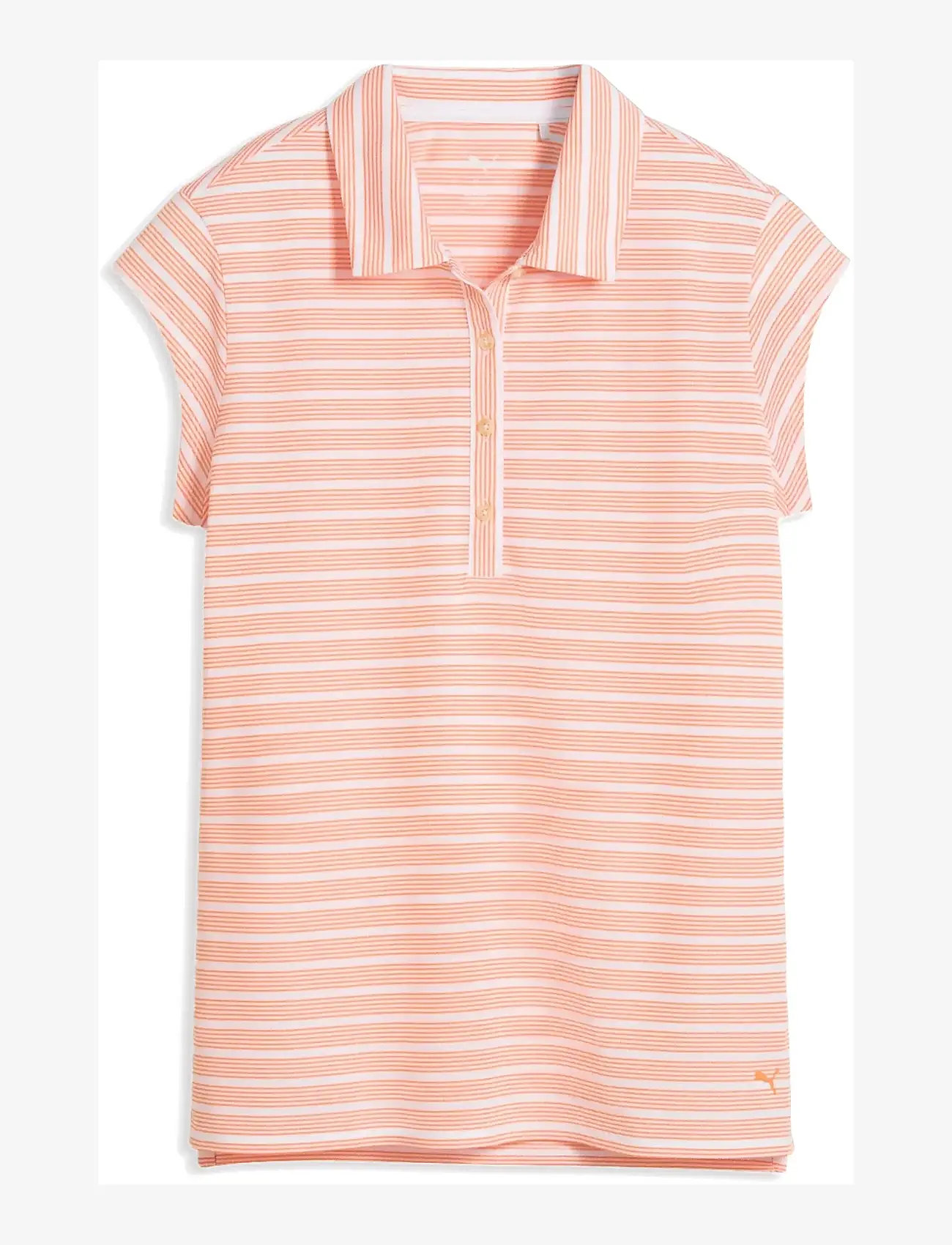 PUMA Golf - W Pique YD Stripe Cap Sleeve - oberteile & t-shirts - white glow-melon glow - 0