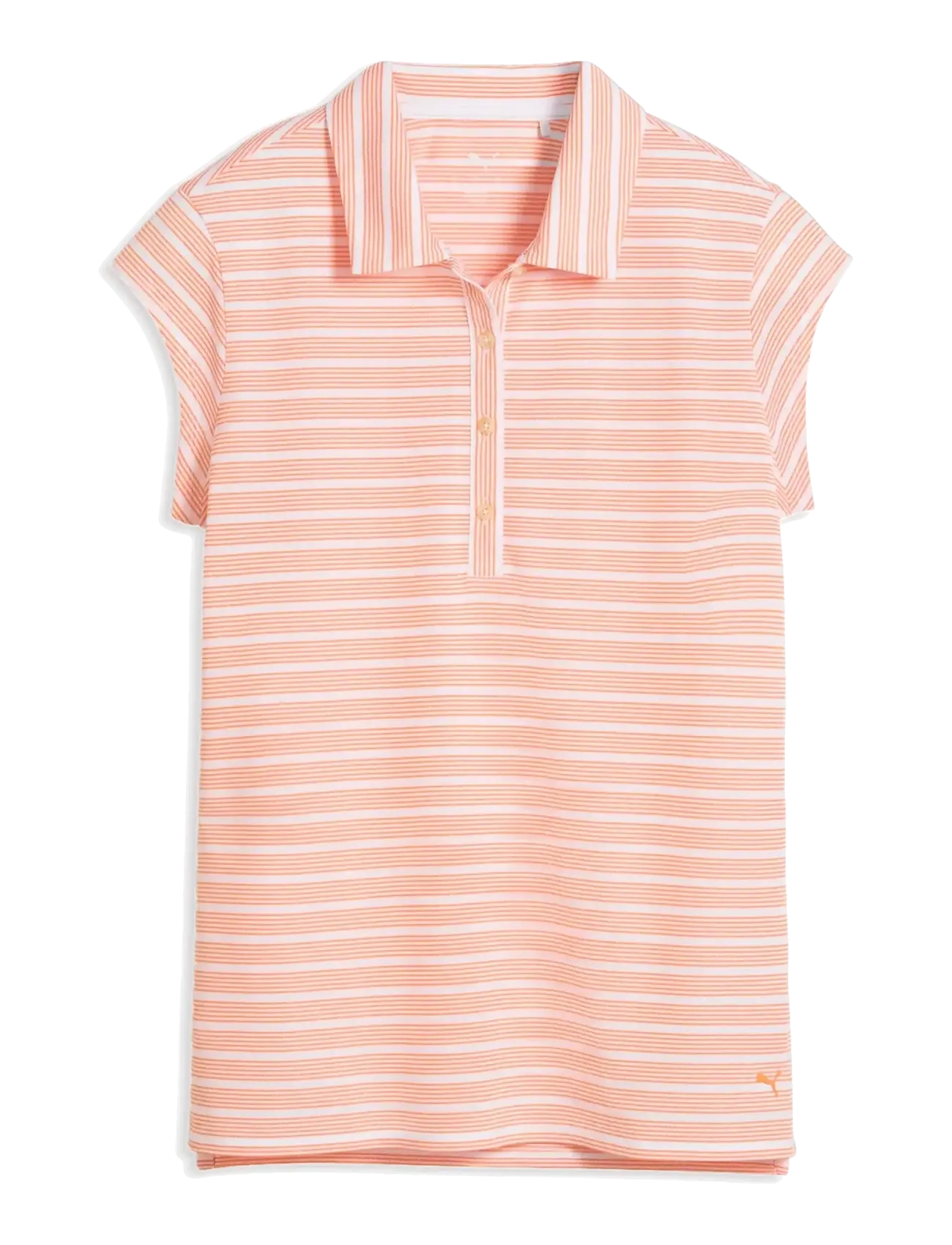 PUMA Golf W Pique YD Stripe Cap Sleeve - PUMA - WHITE GLOW-MELON GLOW / coral