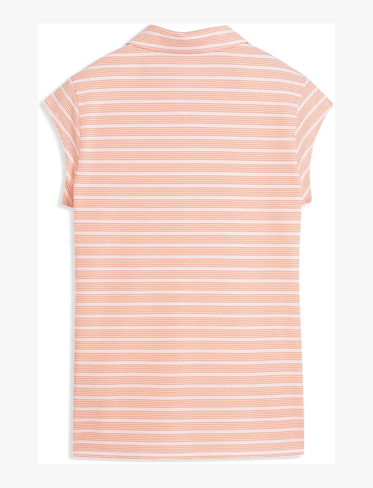 PUMA Golf - W Pique YD Stripe Cap Sleeve - oberteile & t-shirts - white glow-melon glow - 1