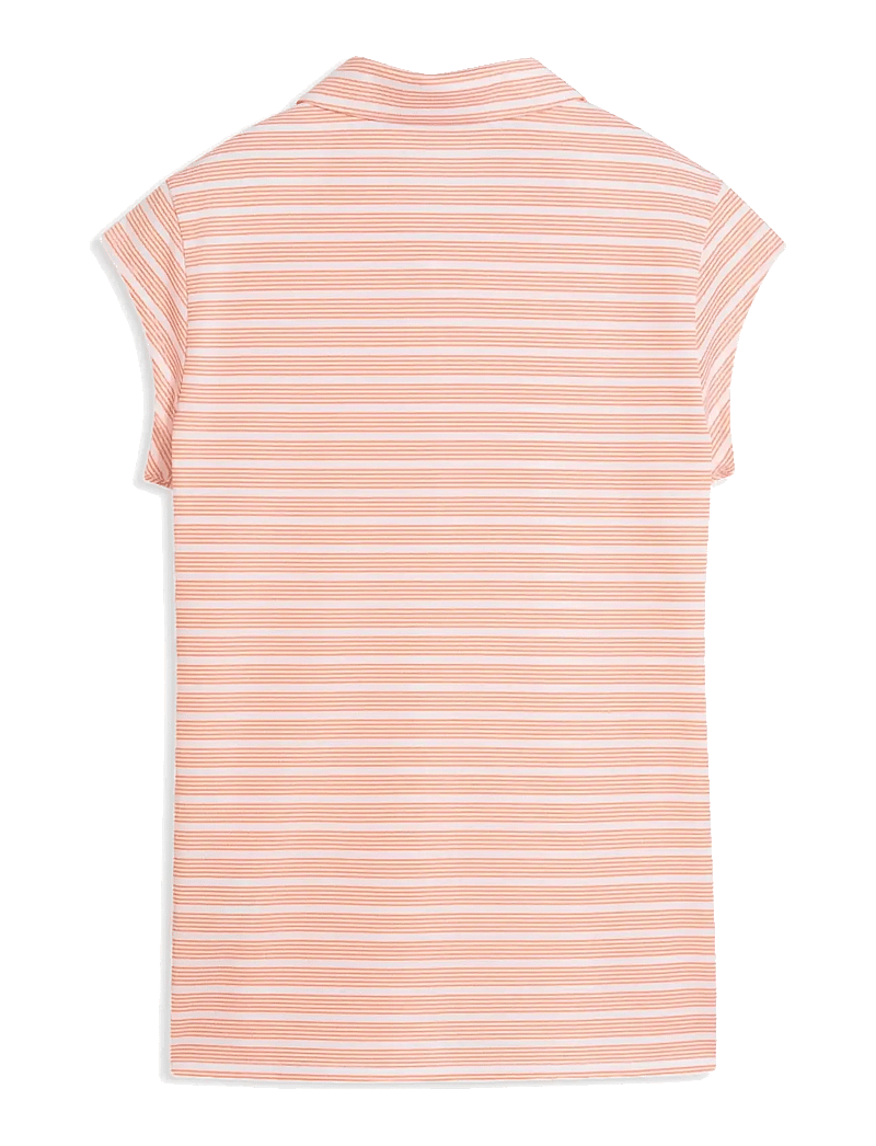 PUMA Golf - W Pique YD Stripe Cap Sleeve - oberteile & t-shirts - white glow-melon glow - 1