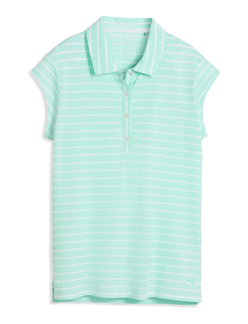 PUMA Golf - W Pique YD Stripe Cap Sleeve - oberteile & t-shirts - white glow-mint jelly - 0