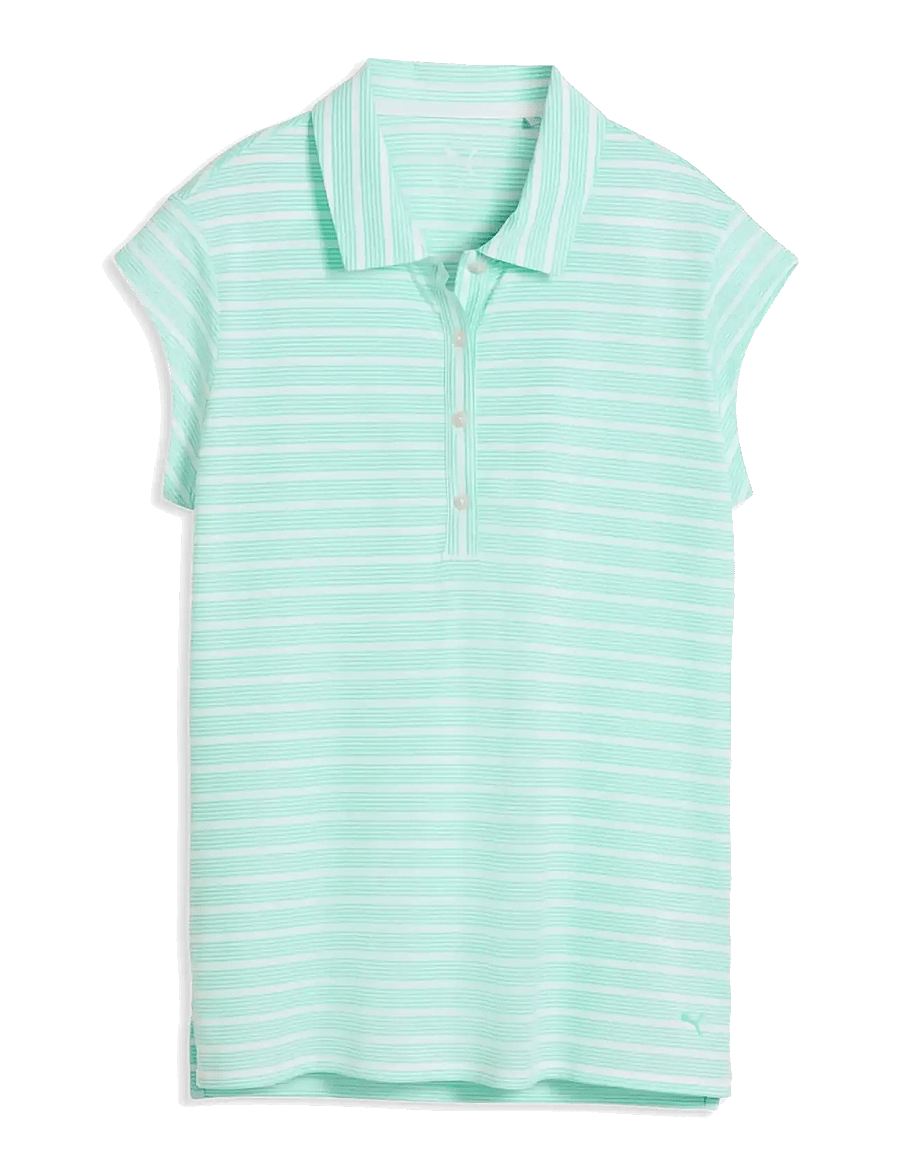 PUMA Golf - W Pique YD Stripe Cap Sleeve - oberteile & t-shirts - white glow-mint jelly - 0