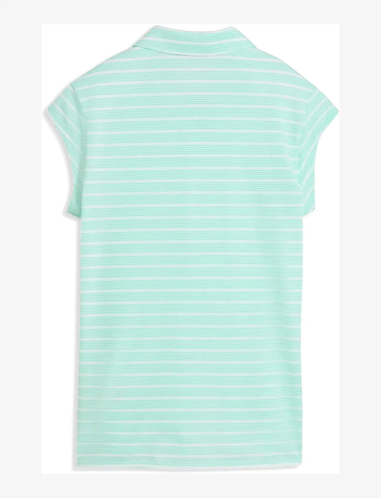 PUMA Golf - W Pique YD Stripe Cap Sleeve - alussärgid ja t-särgid - white glow-mint jelly - 1
