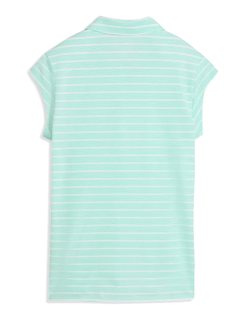 PUMA Golf - W Pique YD Stripe Cap Sleeve - oberteile & t-shirts - white glow-mint jelly - 1