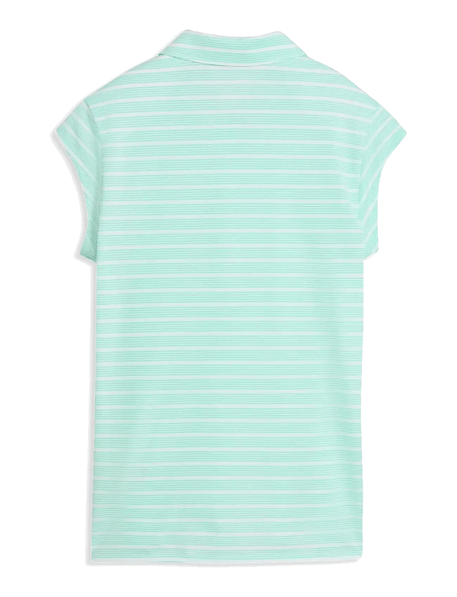 PUMA Golf - W Pique YD Stripe Cap Sleeve - oberteile & t-shirts - white glow-mint jelly - 1