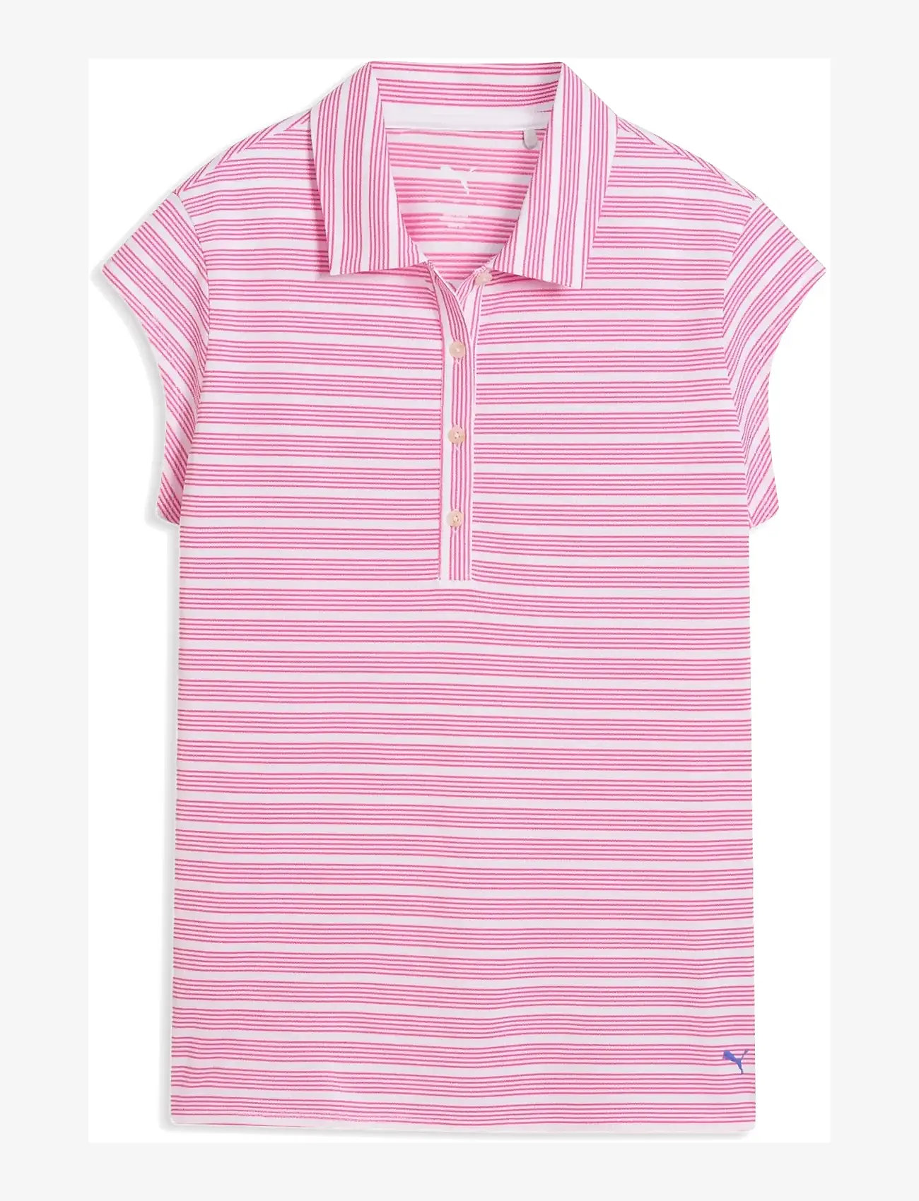 PUMA Golf - W Pique YD Stripe Cap Sleeve - toppe & t-shirts - white glow-pink opal - 0