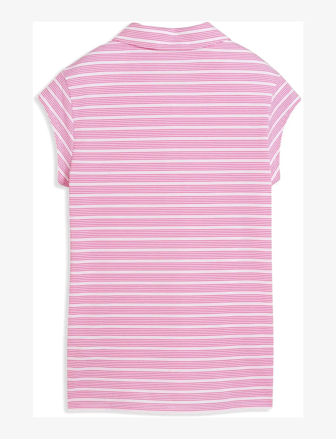 PUMA Golf - W Pique YD Stripe Cap Sleeve - toppe & t-shirts - white glow-pink opal - 1