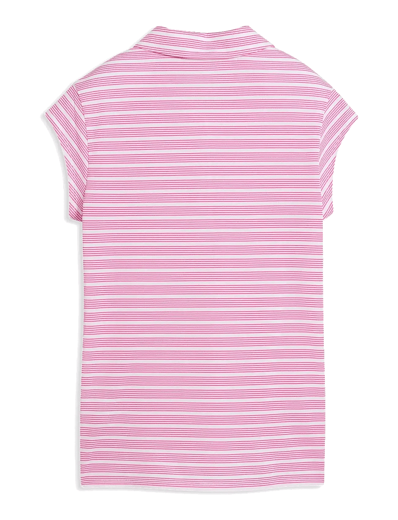 PUMA Golf - W Pique YD Stripe Cap Sleeve - toppe & t-shirts - white glow-pink opal - 1