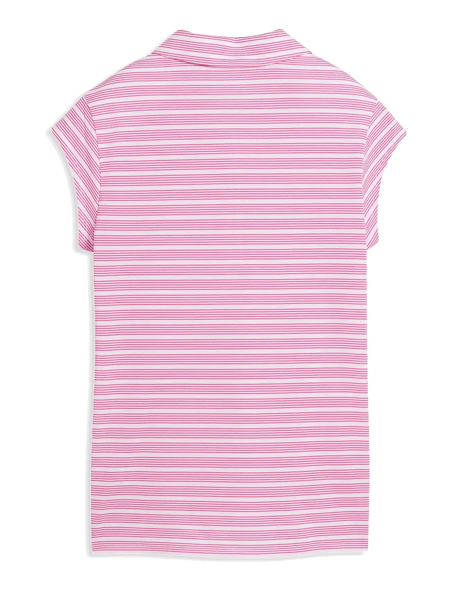 PUMA Golf - W Pique YD Stripe Cap Sleeve - oberteile & t-shirts - white glow-pink opal - 1