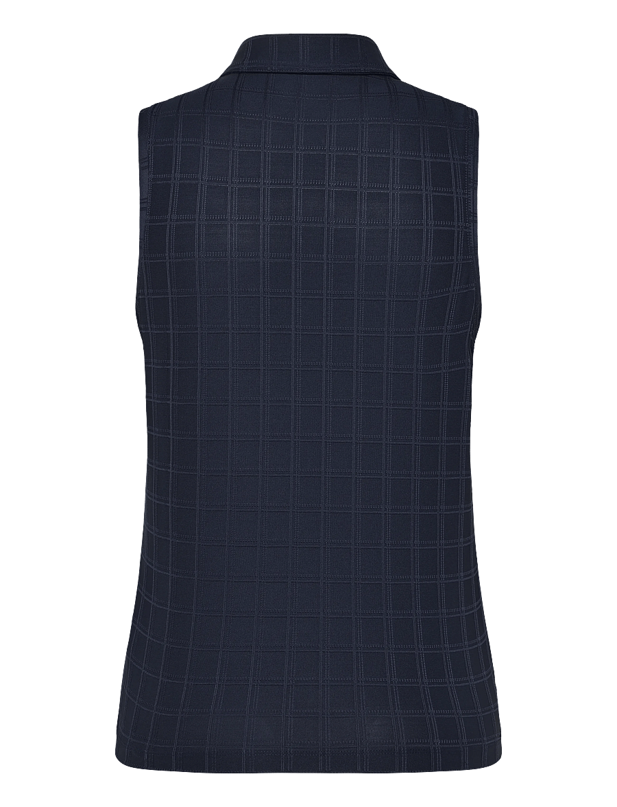 PUMA Golf - W Plaid Knit SL Polo - deep navy - 1