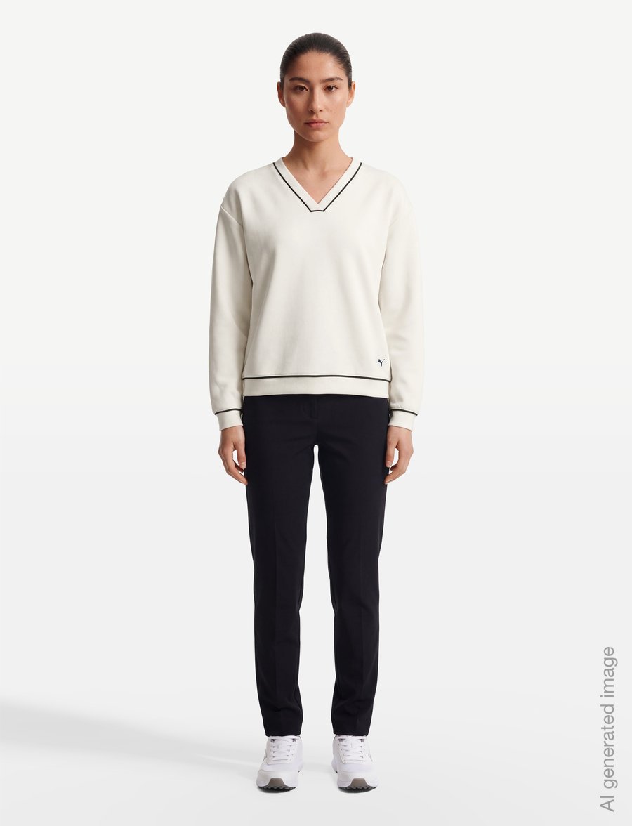 PUMA Golf - W Cloudspun Fleece V-Neck - dressipluusid ja pusad - warm white - 0
