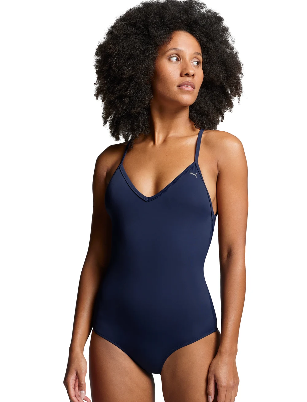 Puma Swim - PUMA SWIM WOMEN VNECK PADDED SWIMSUIT 1P - sportiga badkläder - navy - 0