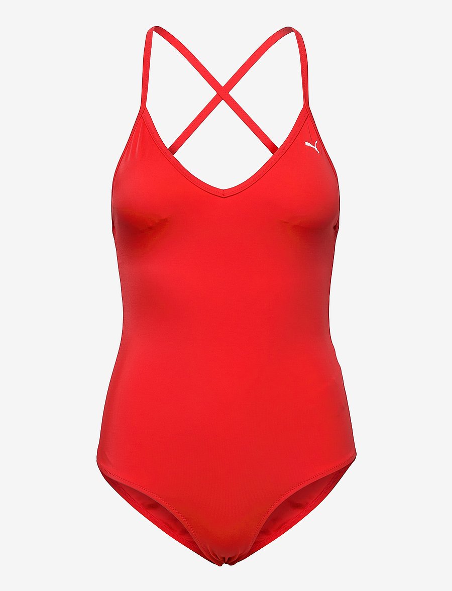 Puma Swim - PUMA SWIM WOMEN VNECK PADDED SWIMSUIT 1P - maillots 1 pièce - red - 1