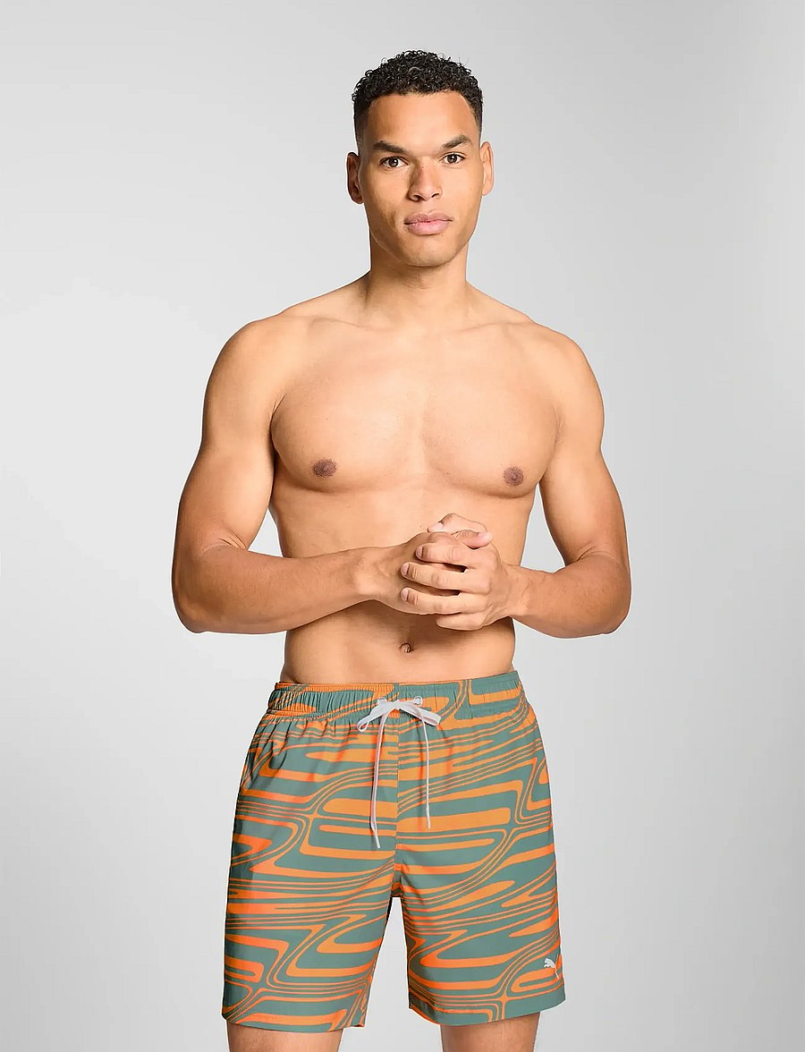 Puma Swim - PUMA SWIM MEN FORMSTRIP MID SHORTS 1P - orange / dark sage - 0