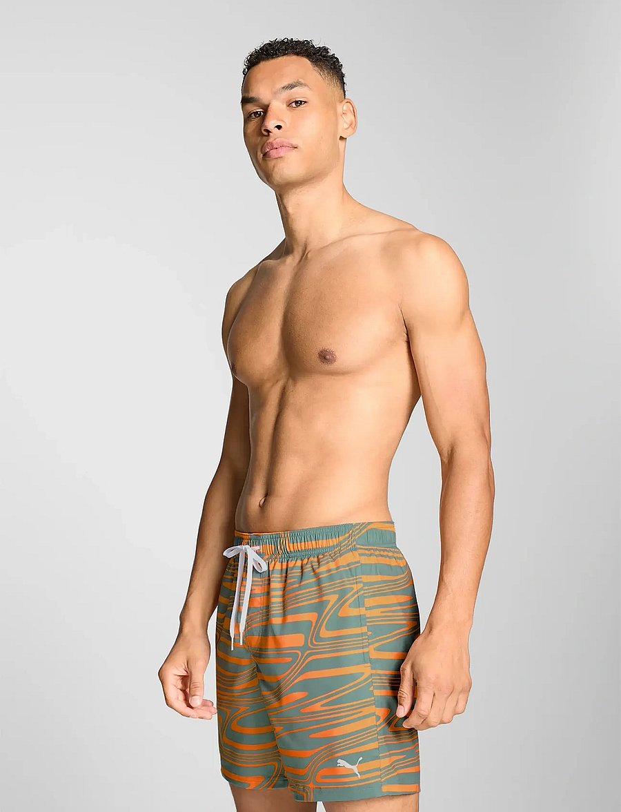 Puma Swim - PUMA SWIM MEN FORMSTRIP MID SHORTS 1P - orange / dark sage - 4