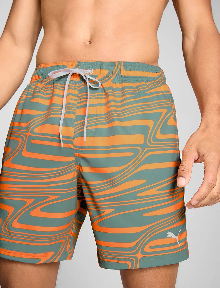 Puma Swim - PUMA SWIM MEN FORMSTRIP MID SHORTS 1P - orange / dark sage - 5
