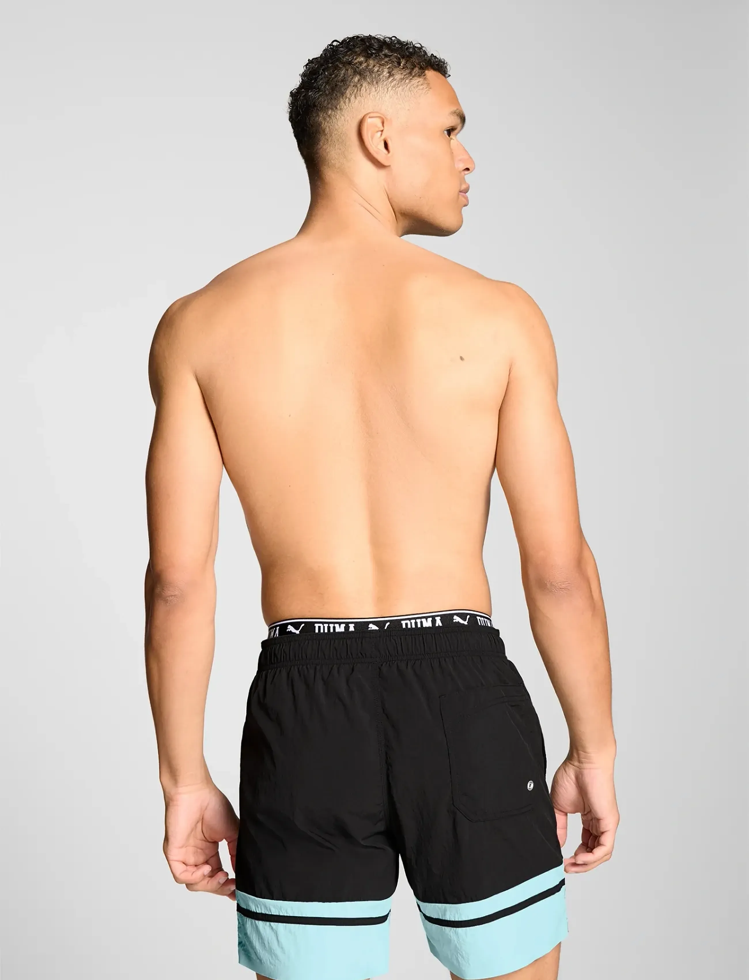 Puma Swim - PUMA SWIM MEN COLOUR BLOCK MID SHORTS 1P - black / mint - 3