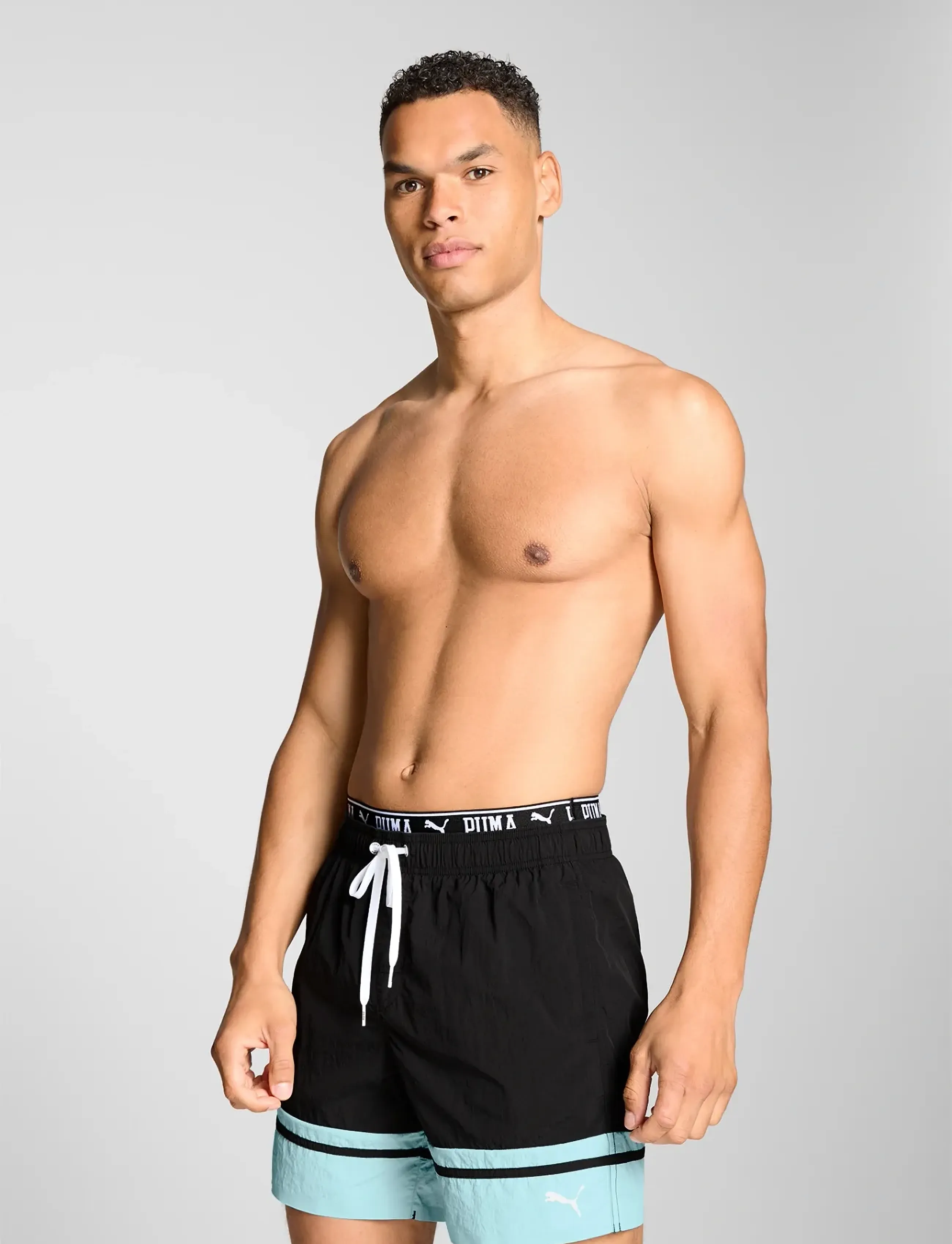 Puma Swim - PUMA SWIM MEN COLOUR BLOCK MID SHORTS 1P - black / mint - 4