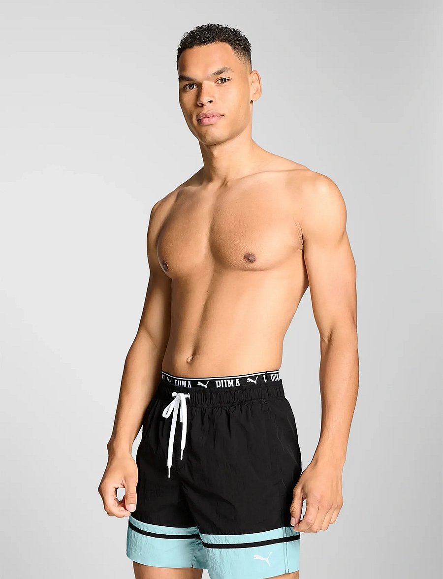 Puma Swim - PUMA SWIM MEN COLOUR BLOCK MID SHORTS 1P - black / mint - 4