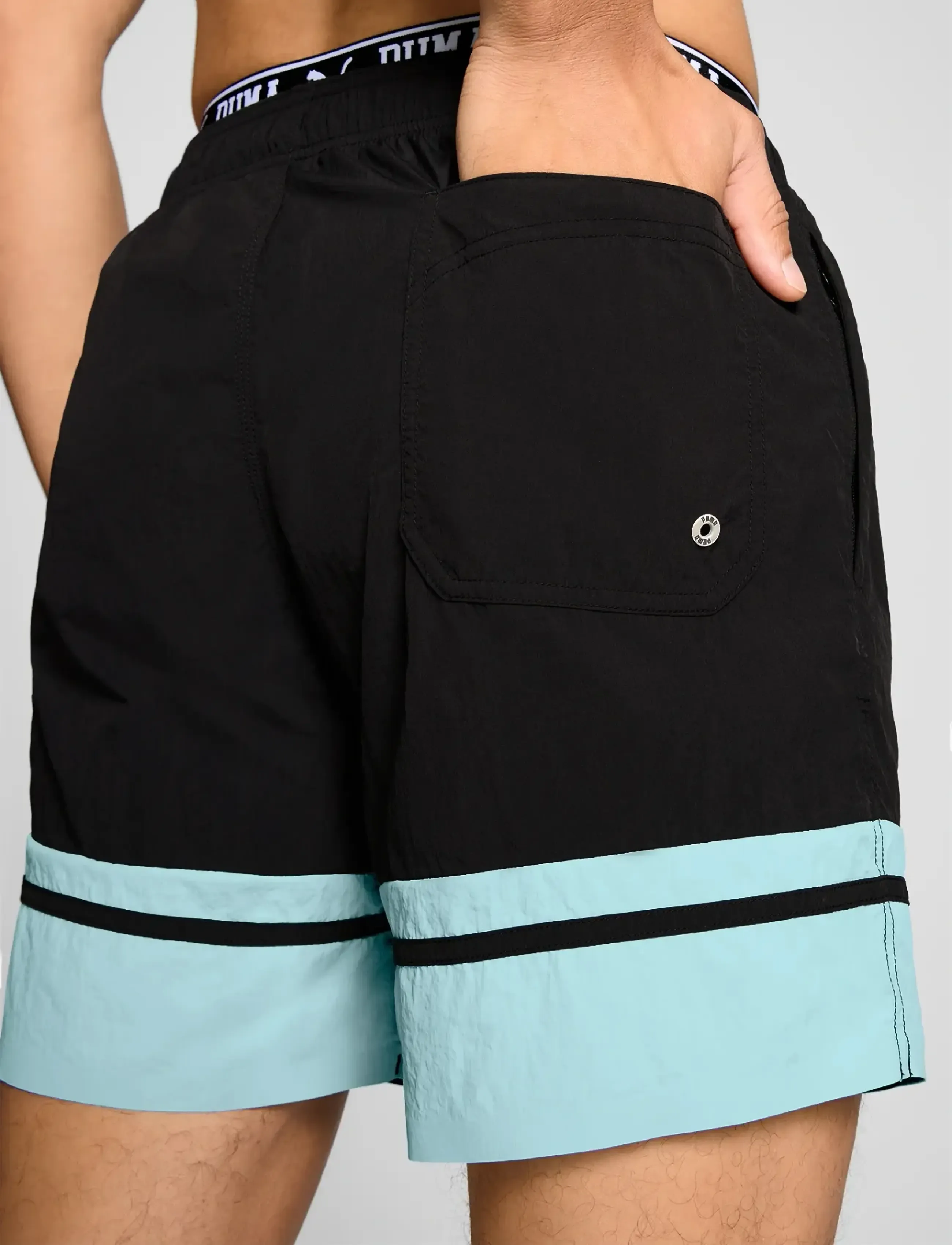 Puma Swim - PUMA SWIM MEN COLOUR BLOCK MID SHORTS 1P - black / mint - 5