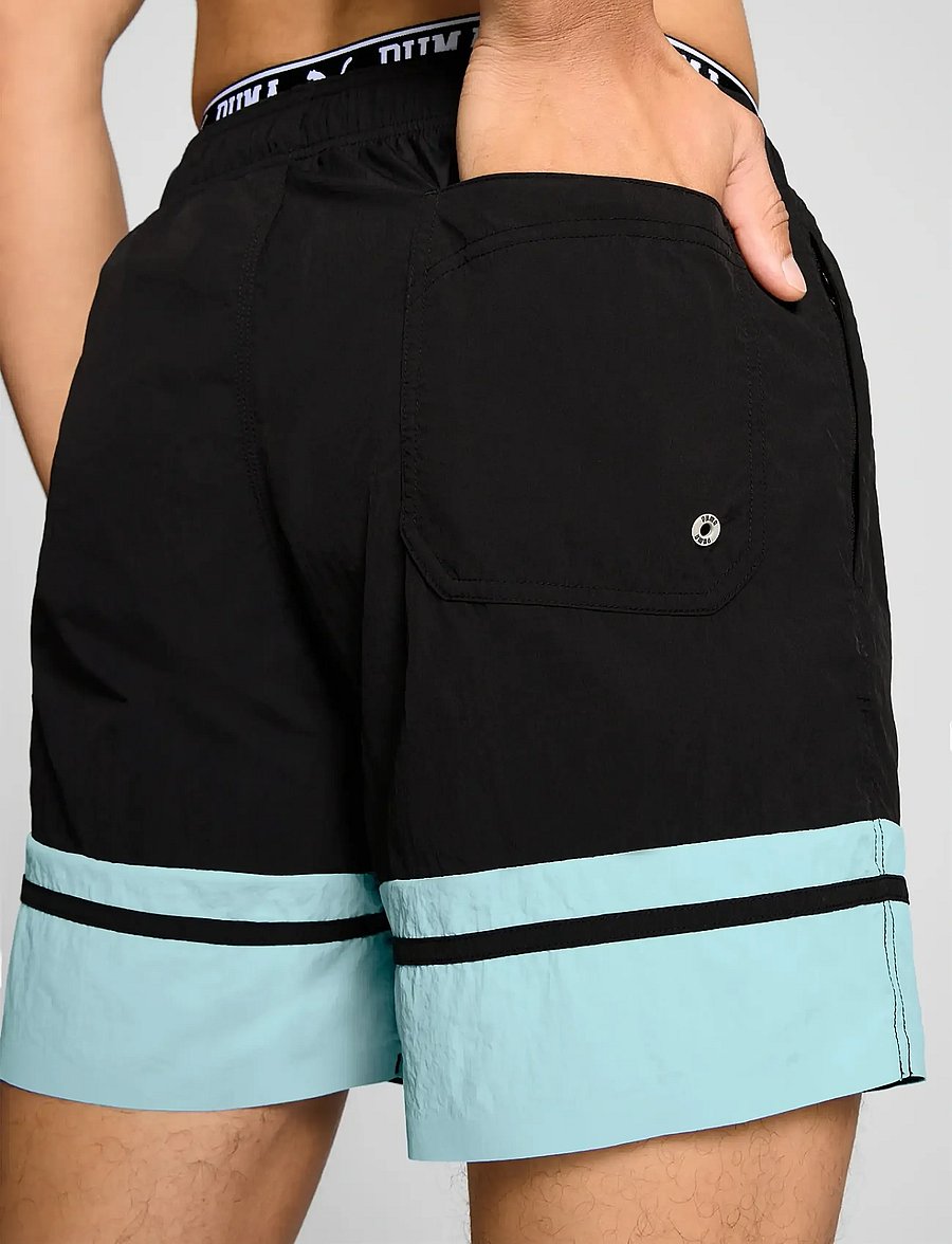 Puma Swim - PUMA SWIM MEN COLOUR BLOCK MID SHORTS 1P - black / mint - 5