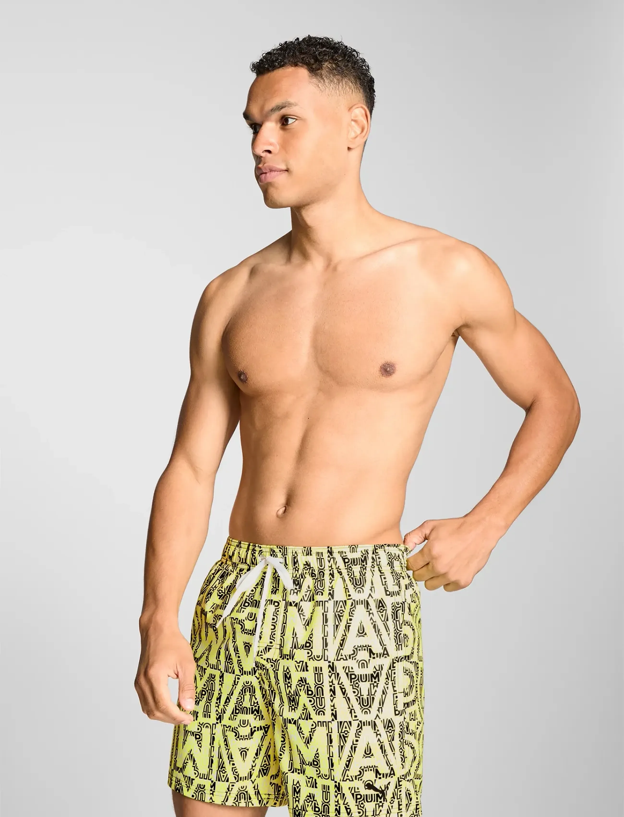 Puma Swim - PUMA SWIM MEN PRINTED MID SHORTS 1P - lemon / black - 4