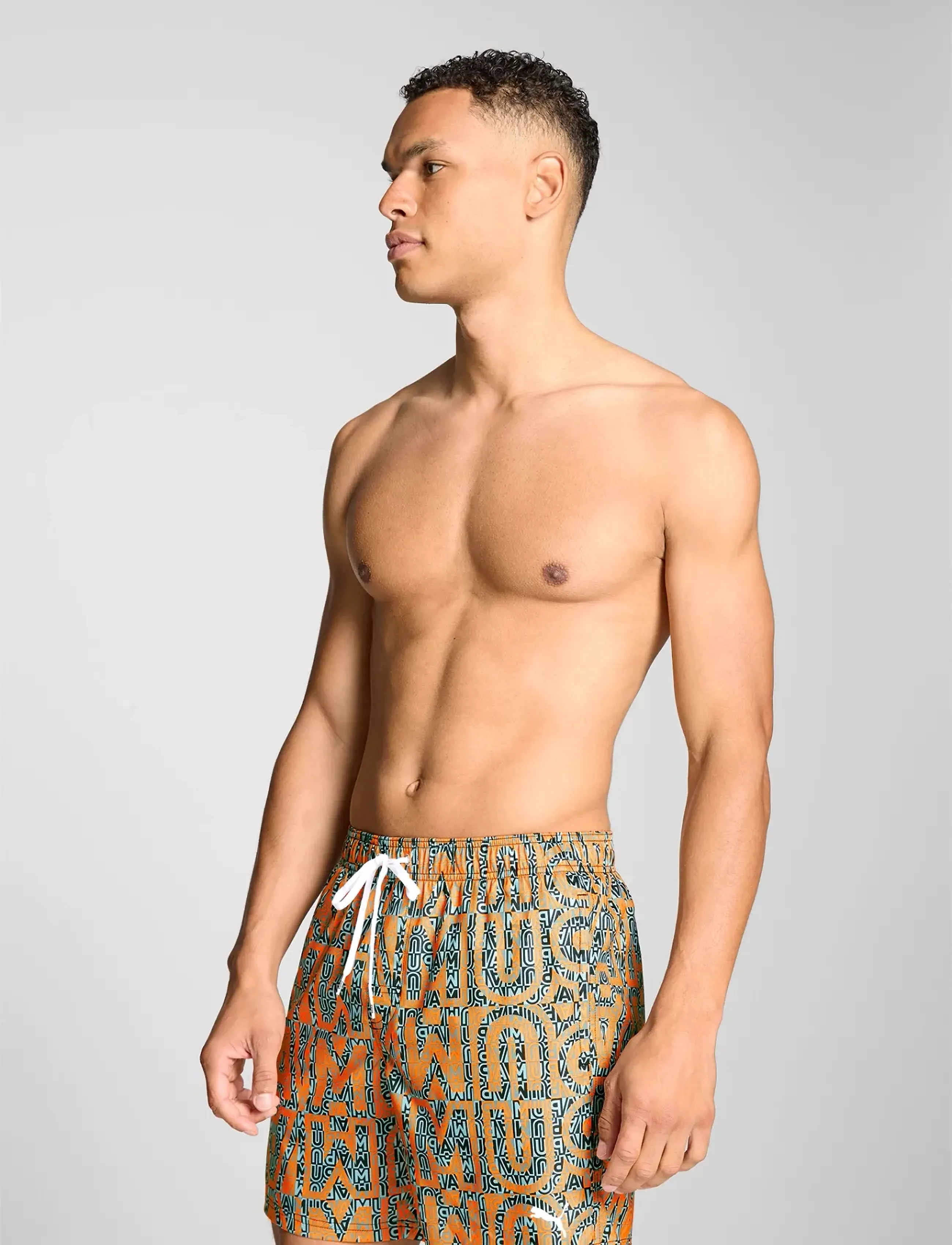 Puma Swim - PUMA SWIM MEN PRINTED MID SHORTS 1P - badehosen - orange / mint - 4