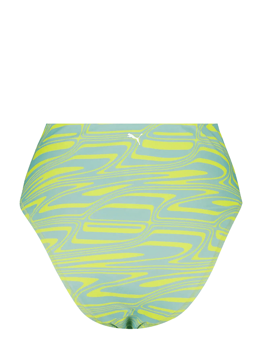 Puma Swim - PUMA SWIM WOMEN PRINTED HIGH BRIEFS 1P - bikinis - lemon / mint - 2