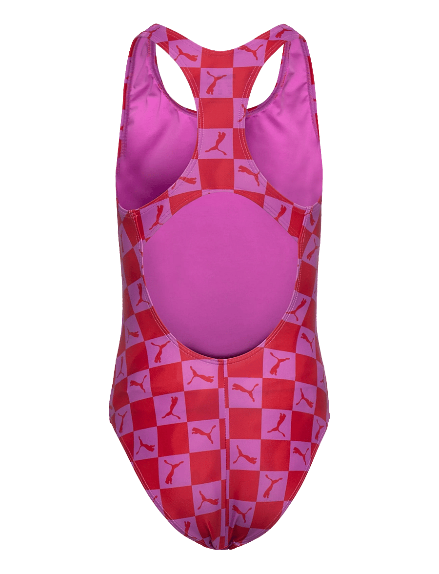 Puma Swim - PUMA SWIM GIRLS PRINTED CAT SWIMSUIT 1P - badeanzüge - electric orchid / red - 1
