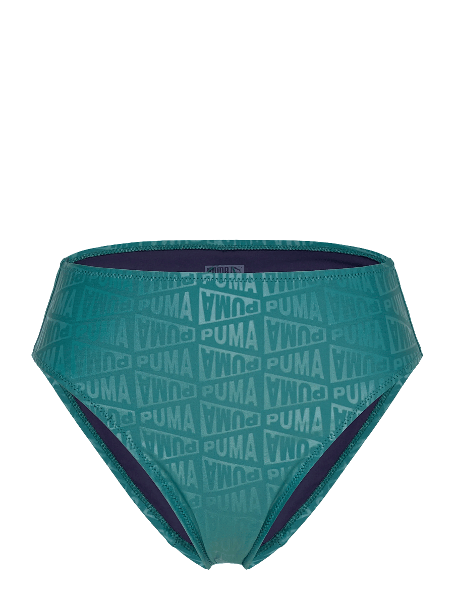 Puma Swim - PUMA SWIM WOMEN EMBOSSED HIGH WAIST BRIEFS 1P - bikinis - emerald ice - 0